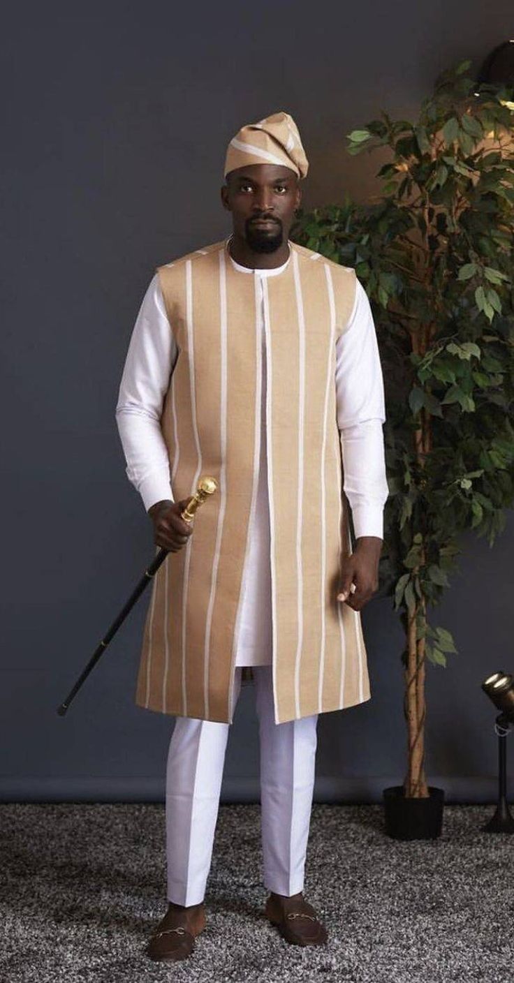 Ensemble homme tunique et pantalon bicolore