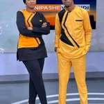 Ensemble tunique et pantalon traditionnel jaune et noir