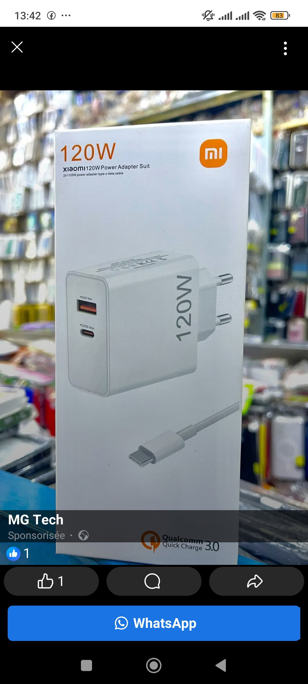 Chargeur Xiaomi 120W avec câble USB-C