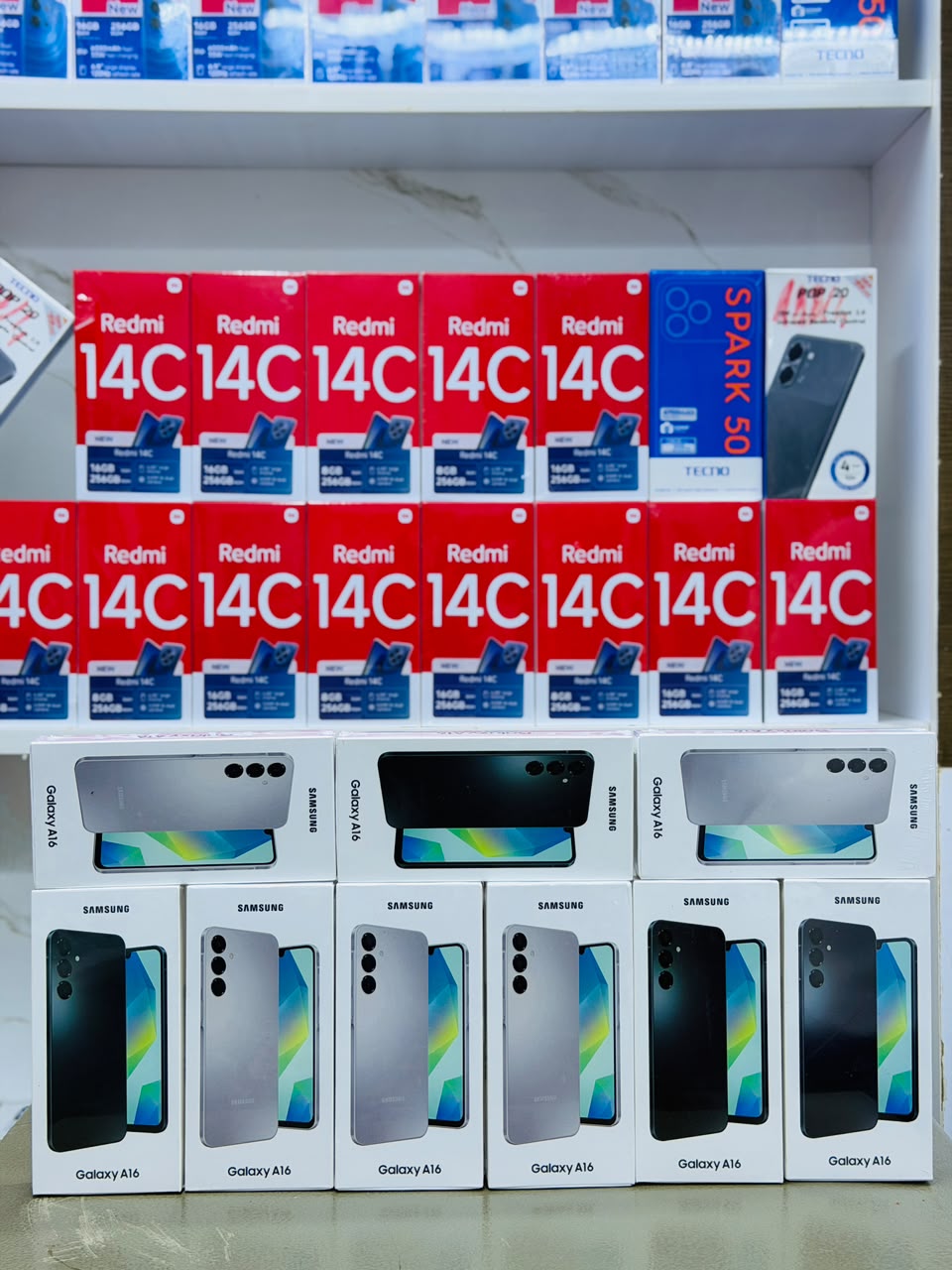 Smartphones Redmi 14C, Samsung Galaxy A16 , tecno spark 50