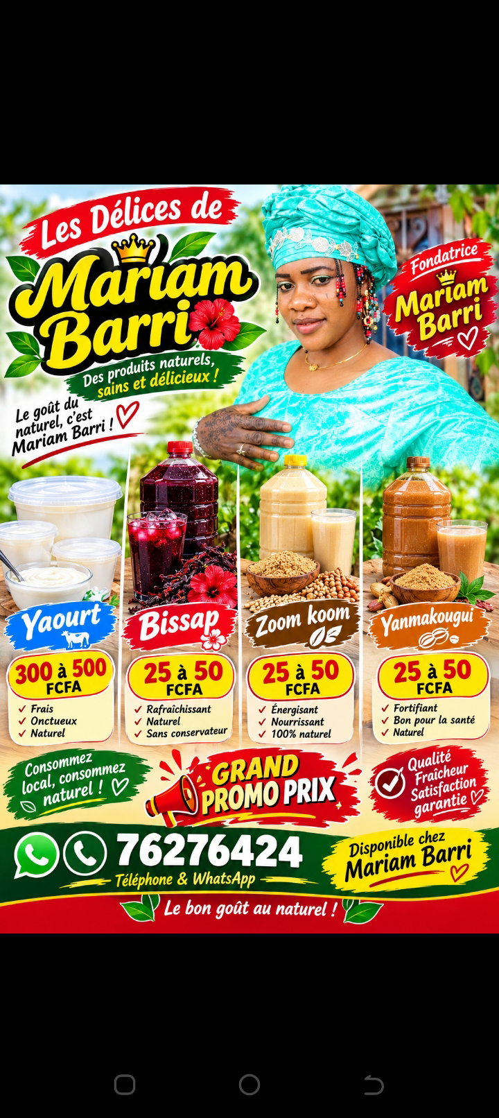 Boissons traditionnelles : Yaourt, Bissap, Zoom Koom, Yanmakougui