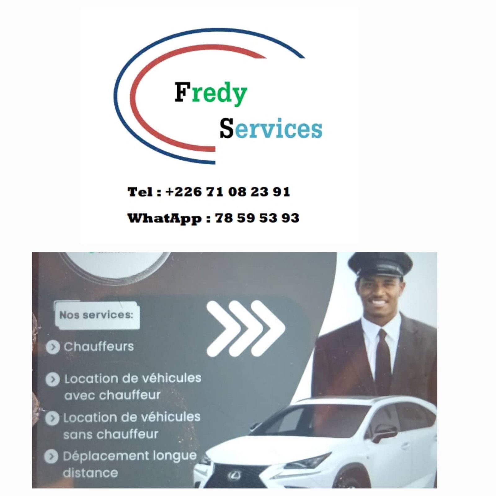 Services de location de véhicules et chauffeurs - Fredy Services