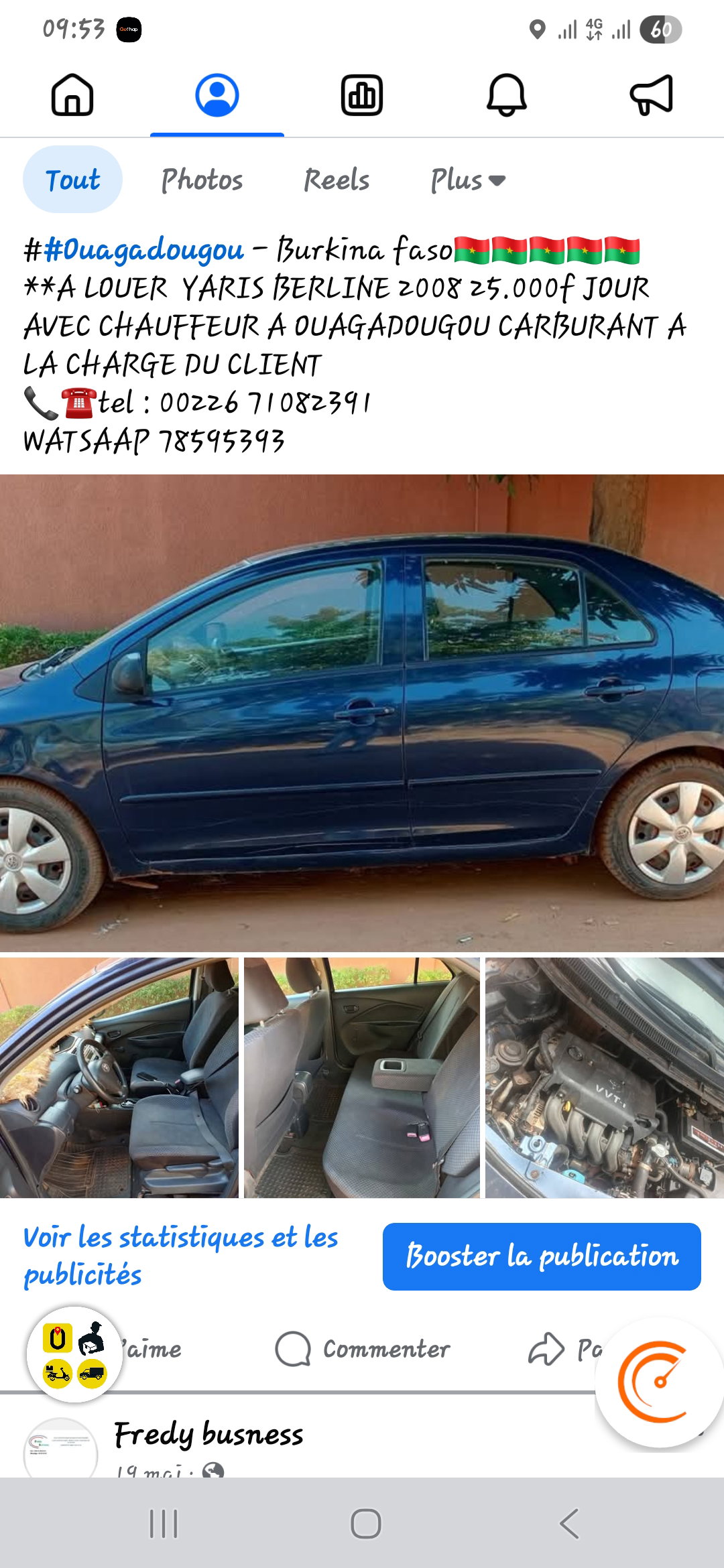 Toyota Yaris Berline 2008 à louer avec chauffeur