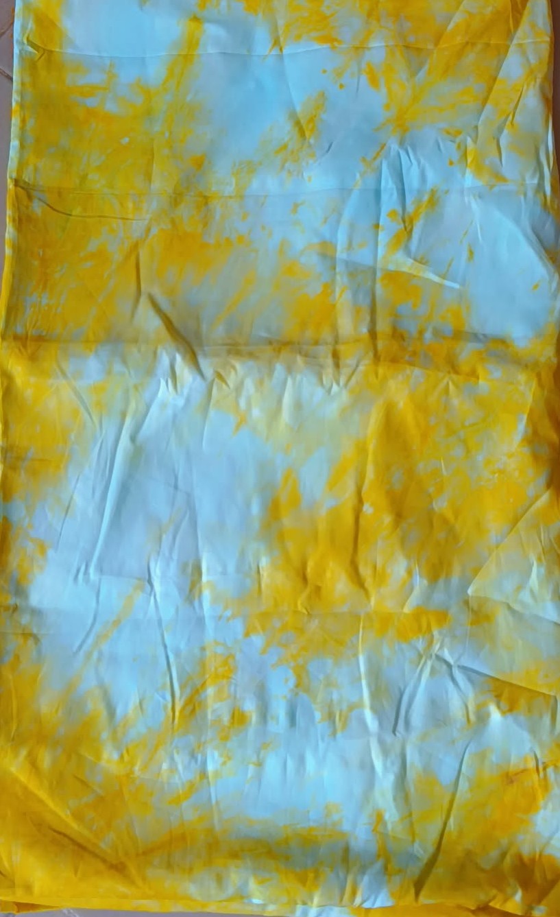 Pagne traditionnel kokodonda tie-dye orange et bleu