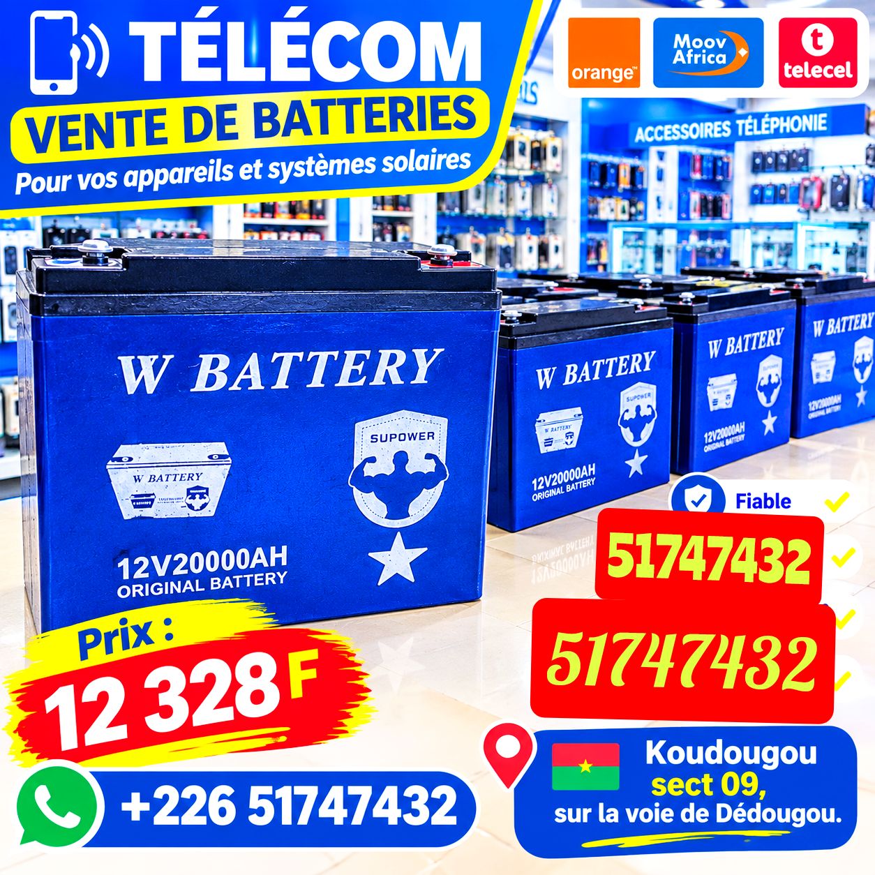 Batterie solaire W Battery 12V 20000AH
