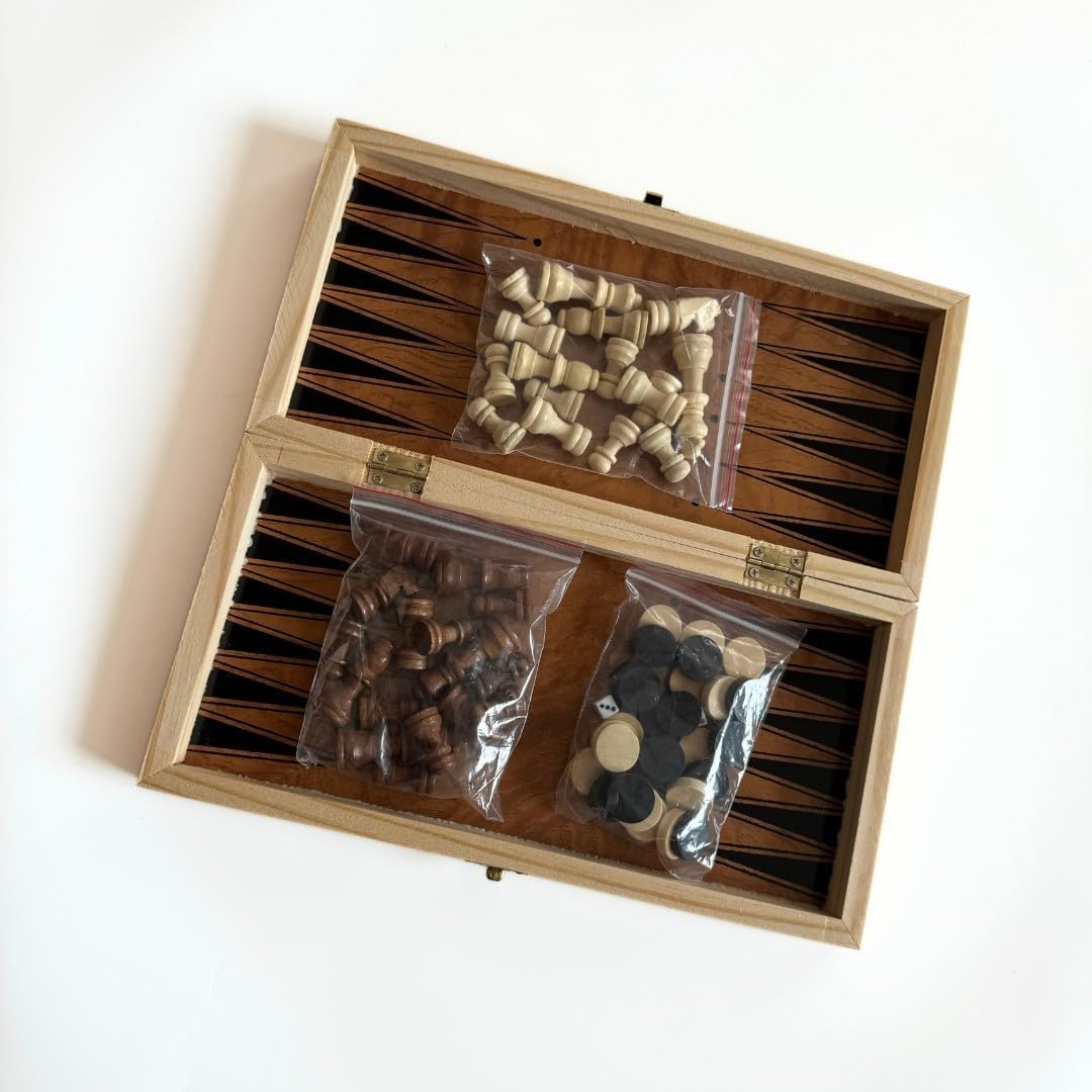 Jeu 3 en 1 Échecs, Dames et Backgammon