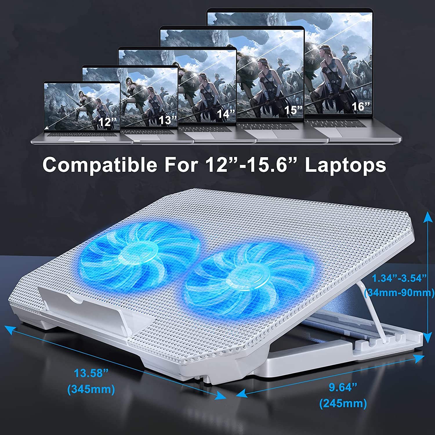 Support ventilé pour ordinateur portable 12-15.6 pouces