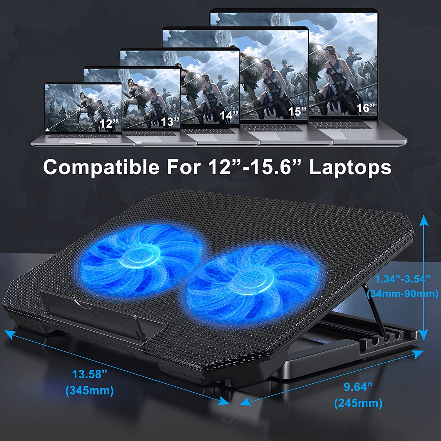 Support ventilé pour ordinateur portable 12-15.6 pouces