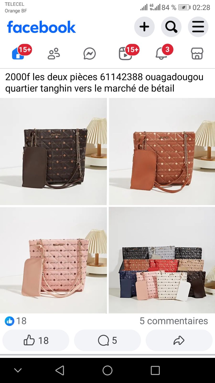 Sacs à main matelassés avec pochette assortie