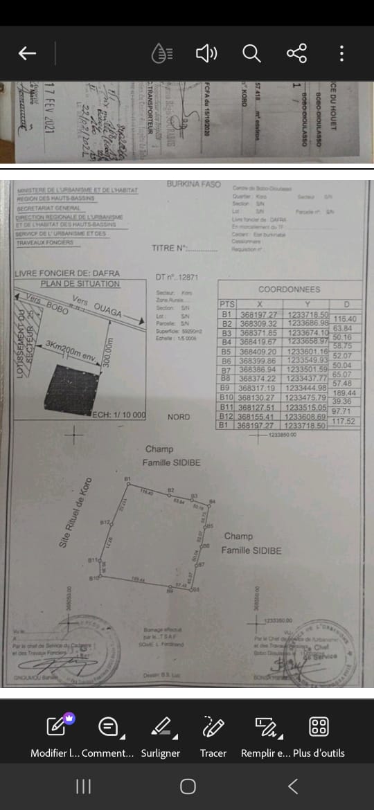 Titre foncier de DAFRA - Plan de situation