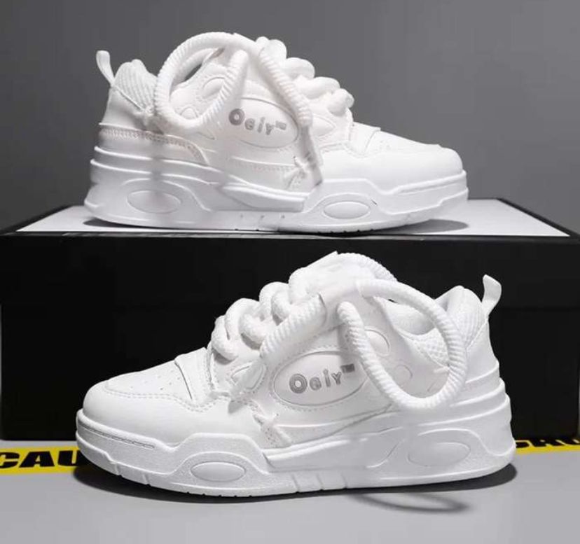Baskets montantes blanches style chunky