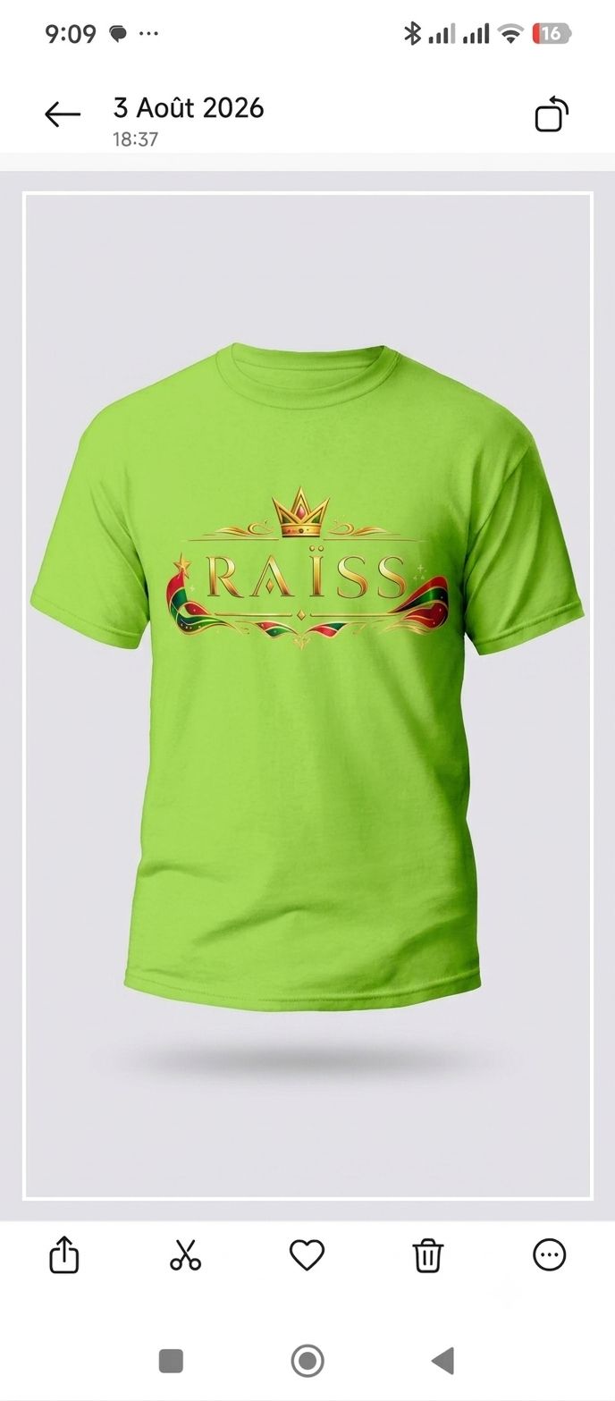 T-shirt de tout les couleurs avec impression Raïss Design